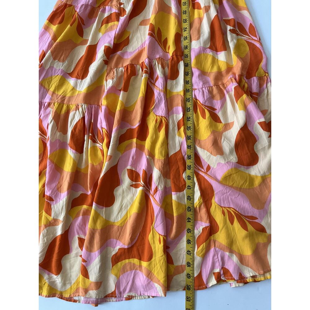 Abel The Label Dress Womens Small Orange Pink Floral Maxi Sundress Tropical - Picture 7 of 11